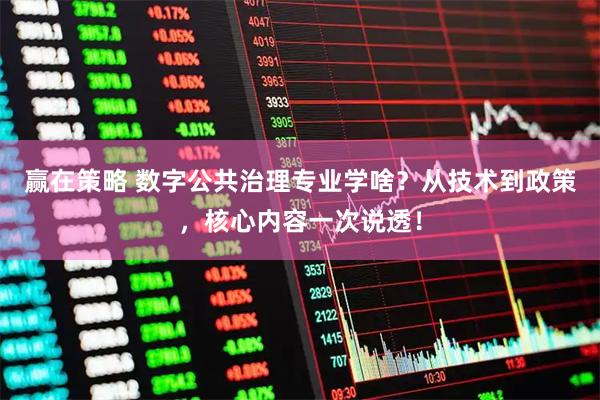 赢在策略 数字公共治理专业学啥？从技术到政策，核心内容一次说透！